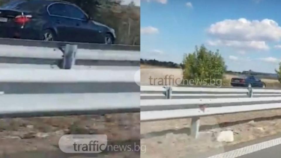 BMW не е марка, а диагноза! Три бавареца правят "конвой" в насрещното на АМ "Тракия" (ВИДЕО)