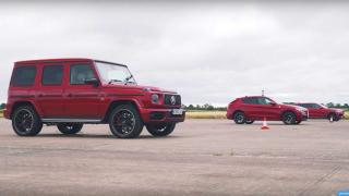 Вижте кой побеждава в битката между Mercedes-AMG G63, Jaguar F-Pace  и Alfa Romeo Stelvio ВИДЕО