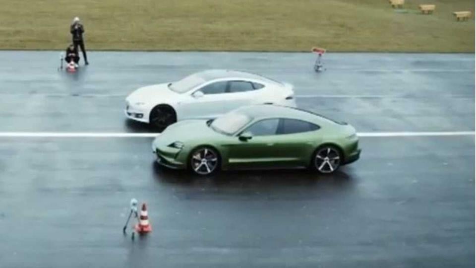 Битката на титаните: Porsche Taycan срещу Tesla Model S ВИДЕО