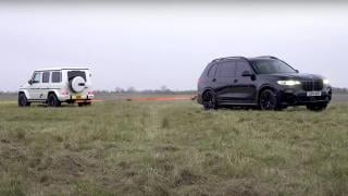 BMW iX, Mercedes-AMG G 63 и BMW X7 премериха сили в теглене на въже ВИДЕО