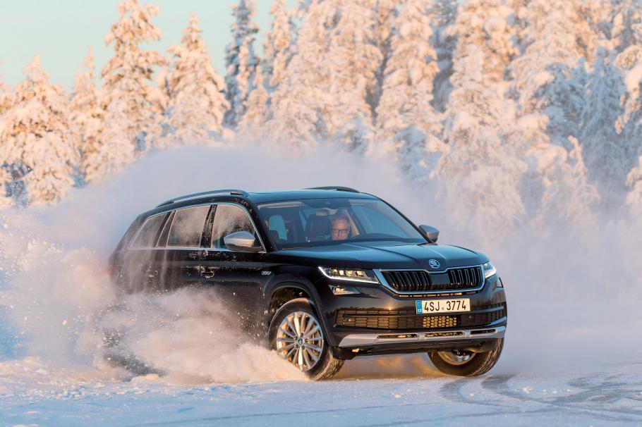 Skoda Kodiaq Scout пори преспите със задвижване 4х4 и висок просвет