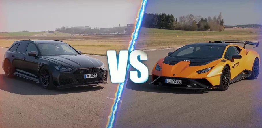 Бясна надпревара: Тунинговано Audi RS6 Avant срещу Lamborghini Huracan STO ВИДЕО