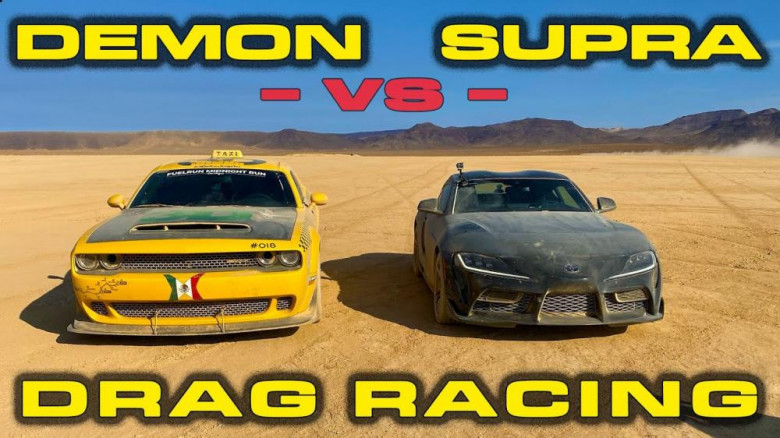 Вижте яка гонка в пустинята между Dodge Demon и новата Toyota Supra ВИДЕО