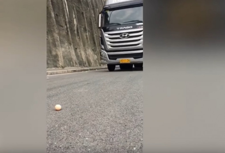 Професионалист: Шофьор мина с голям камион над яйце без да го счупи ВИДЕО