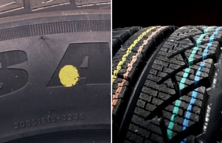 Какво означават цветните линии и точки на гумите СНИМКИ