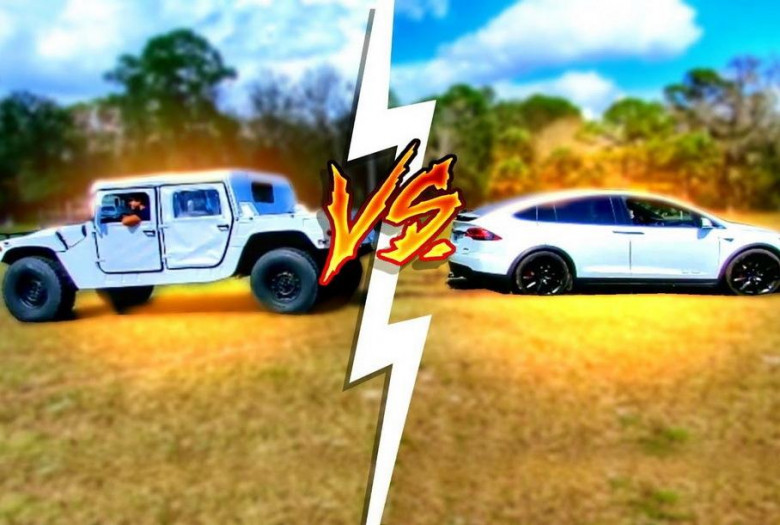 Вижте кой победи в дърпане между Tesla Model X, Hummer H1 и Ford F-450 ВИДЕО