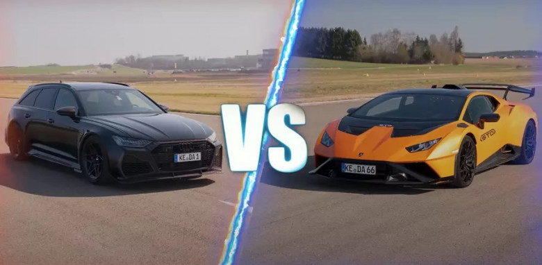 Бясна надпревара: Тунинговано Audi RS6 Avant срещу Lamborghini Huracan STO ВИДЕО