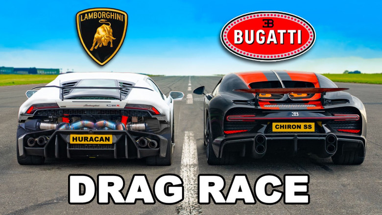 Кой е по-бърз: Bugatti Chiron, тунинговано Lamborghini или рали автомобил? ВИДЕО